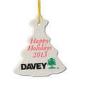 Tree shape ceramic ornament with full color imprint - ships in 3 days